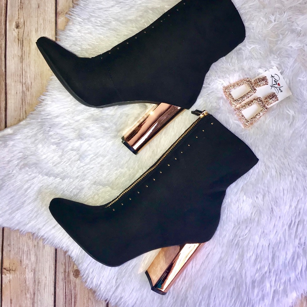 Gold Studded Pointy Toe Booties